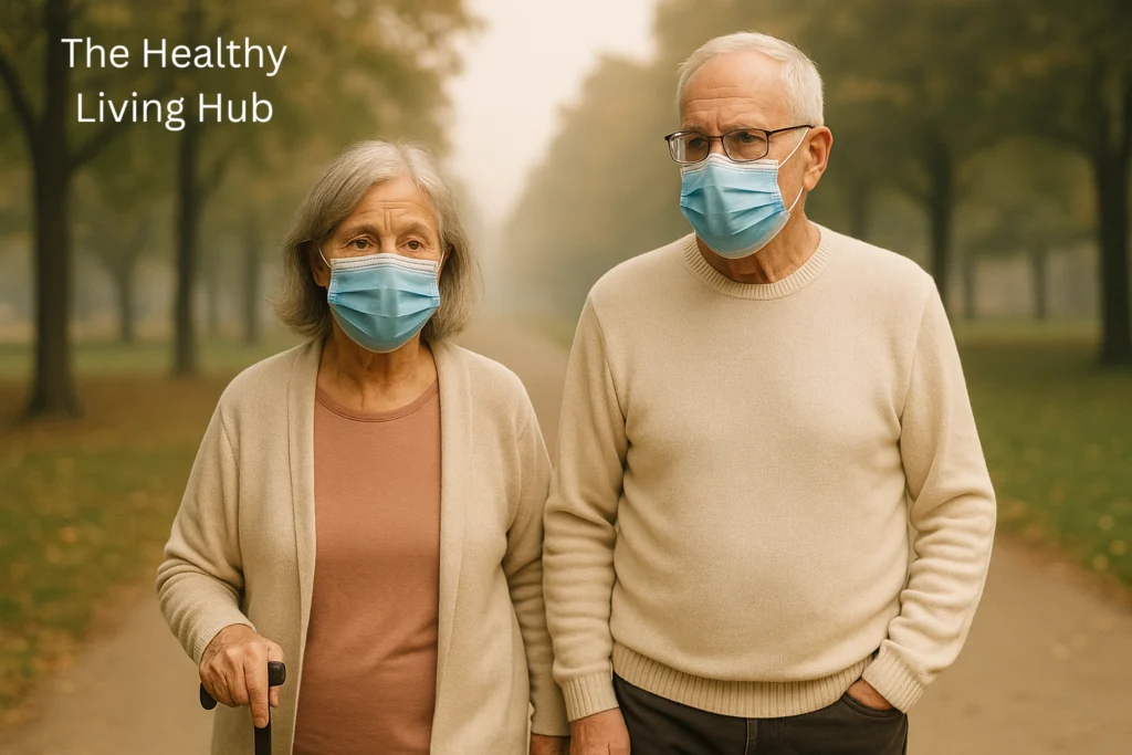 air pollution frailty risk elderly couple walking park