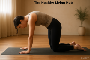 Cat–Cow Stretch for PCOS & PCOD Hormone Balance – woman arching spine on all fours